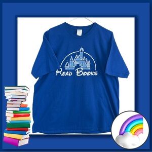3/$24 - Port & Company Men’s “Read Books” Graphic T-Shirt – Royal Blue, Size 2XL